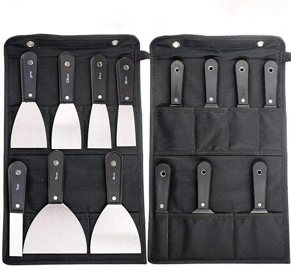 7-Piece Practical Drywall Repair Tool Kit with Storage Bag, Stainless Steel Blades Putty & Spackle Taping Knives, Multi-Use Scrapers for Indoor Wall Plaster Mud Application, Putty Filling for DIY Users