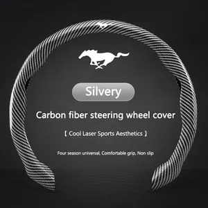 38CM Carbon Fiber PVC Car Steering Wheel Cover Breathable Anti Slip Cover for Ford Mustang Mondeo Focus Fiesta Escape Kuga Ecospor Car Accessories