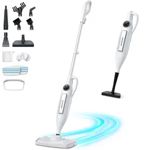 10-in-1 Steam Mop with Power Handheld Steam cleaner, Removable Water Tank, 266℉Deep Cleaning, 2 Steam Modes & Multi-Purpose Steamer For Hardwood Floor, Laminate, Marble, White