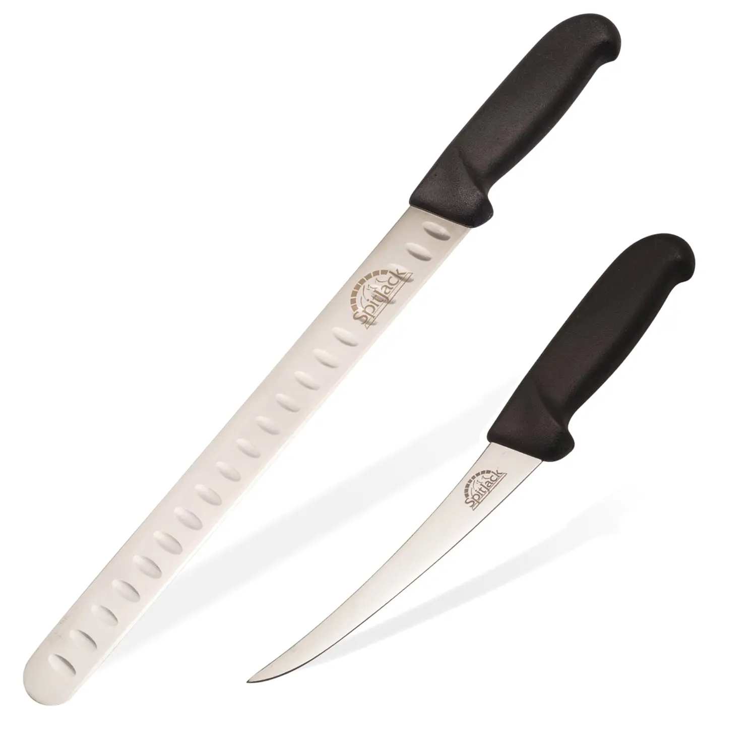 SpitJack  6 Inch Beef Brisket Trimming and Boning Knife and 11" Slicing Knife Bundle. Stainless Steel.