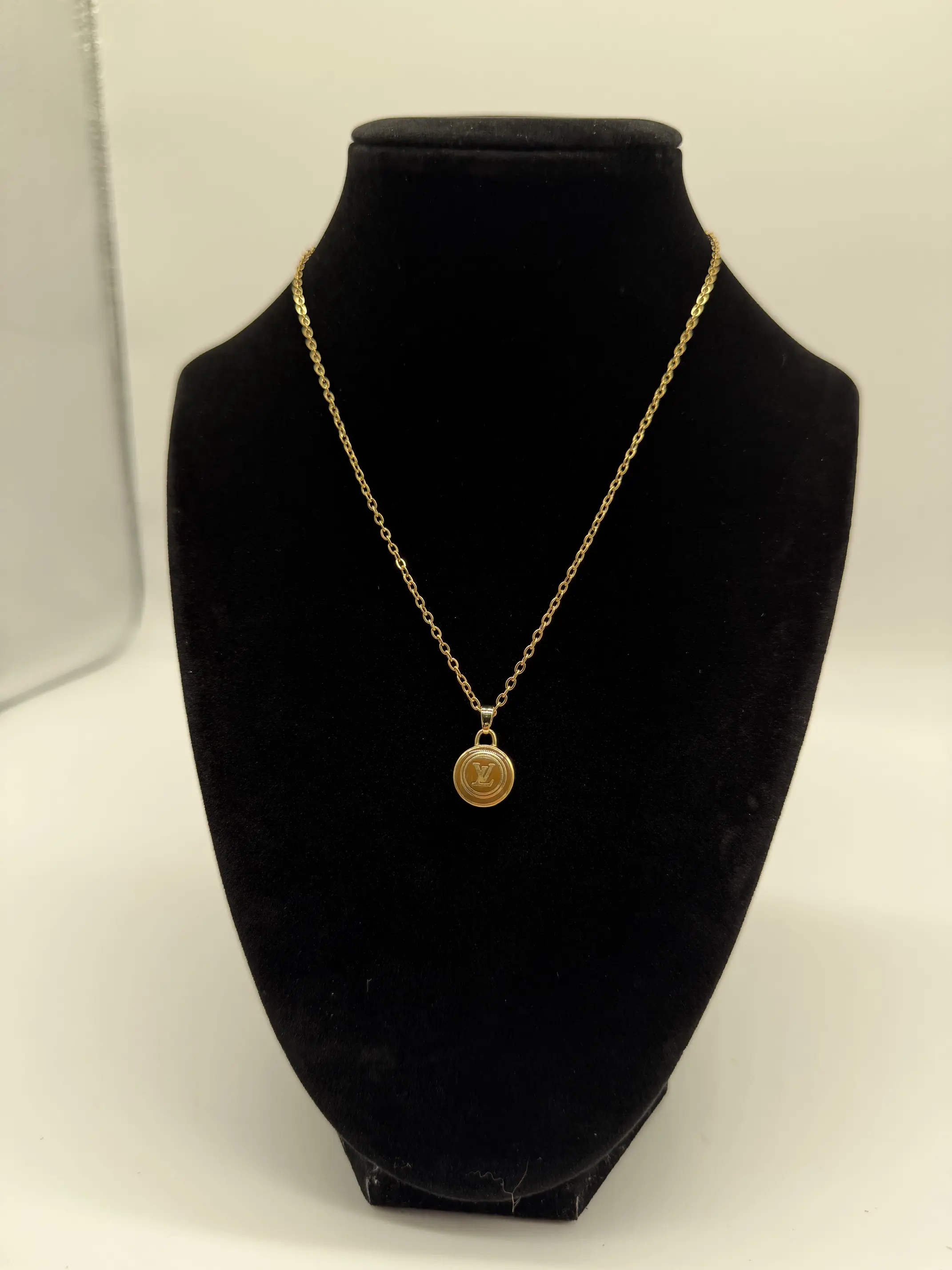 Pre-owned Louis Vuitton Resin Bag Accessories Up Cycled/Handmade LV Carmel Charm on Stainless Steel Necklace