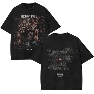 Resident Evil 2 Leon & Claire Game-Inspired Oversized Unisex T-Shirt Men's Heavyweight Cotton Top Streetwear Gift - Menswear graphic tee