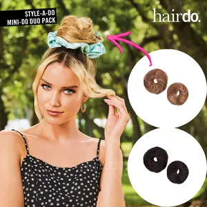 Hairdo Style-A-Do & Mini-Do Duo Pack, Hair Wrap Pack for Ponytail & Bun Instant Special Look, Unisex Versatile Stylish Design, Tru2Life Heat-Friendly Fiber Styling Accessory, Updo Hairstyle Accessory, Natural Messy Elastic Scrunchies for Daily Use