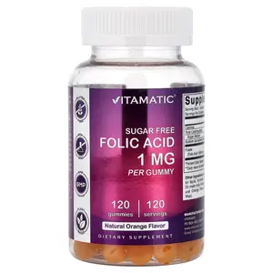 Vitamatic Folic Acid, Natural Orange, 1 mg, 120 Gummies