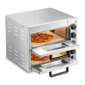 【SummerFinds】VEVOR Commercial Pizza Oven Countertop,  , 14" Double Deck Layer, Stainless Steel Electric Pizza Oven with Stone and Handle, Multipurpose Indoor Pizza Maker for Restaurant Home Pretzels Baked