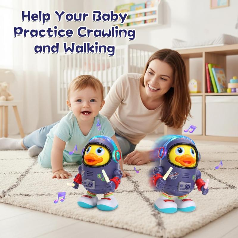 Dancing Space Duck Toy, Space Duck Dancing Musical Interactive Toy, Walking Duck Baby Robot, Electric Dancing Duck Toy Baby Musical Toys, Cute Singing Walking Duck Toys with Music LED Lights