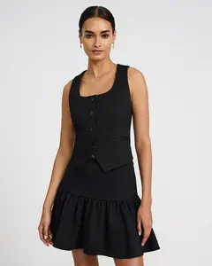 Express Signature Ponte High Waisted Drop Waist Ruffle Mini Skirt