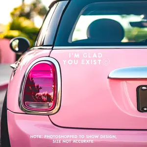 I'm Glad You Exist Car Decal / Mental Health Sticker / Suicide Awareness Decal / Positivity Decal / Vinyl Bumper Sticker / Waterproof Decal