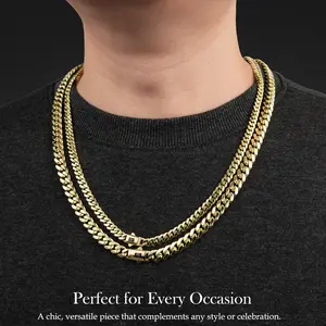 Holylegend 14K Real Gold-Plated Royal Monaco Cuban Necklace and bracelet set, Italian Jewelry for Men & Women, Gift for Fashion Lovers