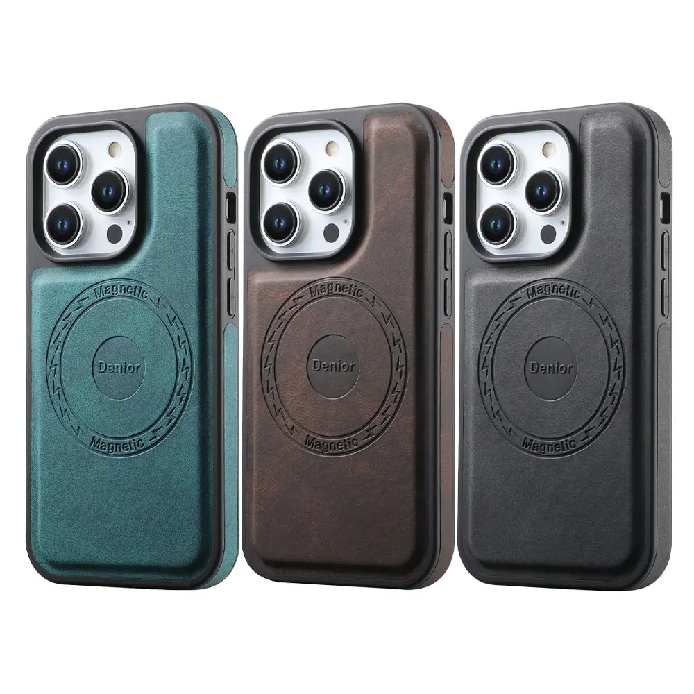 Magnetic Leather Case for iPhone 17 16 Pro Max 16Pro 16 Plus Cover Magnetic Mag-safe for iPhone 15 14 13 Shell Soft Retro Fundas