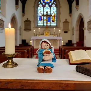 Jesus Plush Doll Guardian Mary Stuffed Baptism plushie Savior Toy for Church Sunday School Religious Easter Decor Ornaments christenings Christmas Decoration Gifts