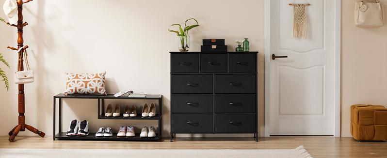 [LIVE] 9-Drawer Dresser, Storage Unit Organizer Chest for Clothes, Tall Dresser&Chest for Bedroom, Hallway, Living Room, Dorm - Steel Frame, Wood Top