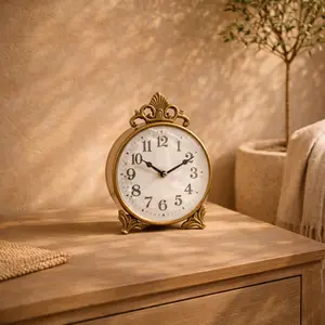 Scroll Gold Metal Antique Style Decorative Clock Scroll Gold Metal Antique Style Decorative Clock