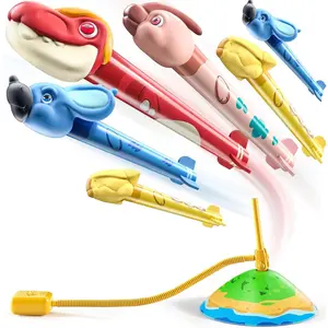 Dinosaur Rocket Launcher for Kids - 6 Dino Rockets - Launch up to 100 ft, Fun Outdoor or Indoor Kids Toy for Boys & Girls Age 3 4 5 6 7 Years Old, Dinosaur Toy, Birthday Gift for Kids Age 4-8