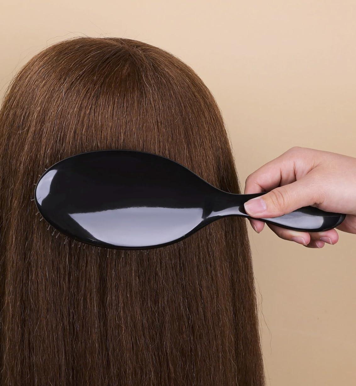 Boar Bristle Hair Brush Paddle Detangling Brush for Curly Fine Wavy Natural Tangled Hair Anti-static Hair Brush with Nylon Quill Massage Hair Extension Brush for Women, Men and Kids