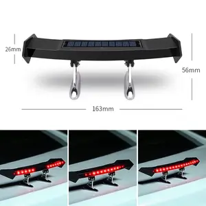 Universal 12V LED flashing warning light, mini solar-powered rear spoiler tail lamp with smart sensor, waterproof automotive exterior modification accessories