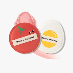 Momo's Workshop Bento Buddies Airy Mallow Puff-Brunch Buddies、2PC Medium Bounce Rubycell Foundation Puffs for Creamy Finish、 Quick Blending、Comfortable for All Skin Types & Storage Case