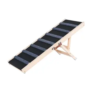 Dog Ramp Folding Ladder Anti-slip High Adjustable Wooden Pet Ramp Removable for Small Old Dog Climb Stairs
