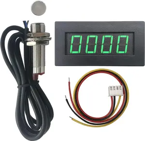 4 Digital Green LED Tachometer RPM Speed Meter + Hall Proximity   Sensor NPN for Lathe Conveyor Belt