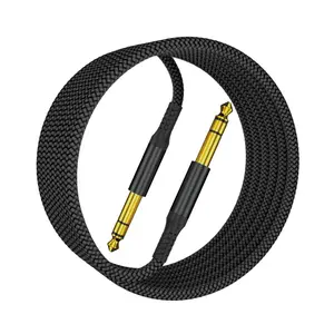 1/4 inch TRS Audio Cable 10 FT,Straight 6.35mm Male Jack Balanced Stereo Cord,6.35 Instrument Interconnect Wire for Electric Guitar,Bass,Keyboard,Mixer,Monitor,Amplifier/Amp,Speaker Studio