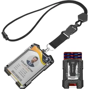 Carbon Fiber Badge Holder with Lanyard, Heavy Duty Lanyard with Safety Breakaway Buckle for ID Card/Badge Holder