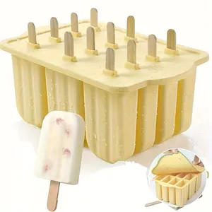1 Set 12-Layer DIY Ice Cream Mold Kit, Includes 50 Wooden Sticks, Easy Release & Clean, Reusable Food Grade Silicone, Summer Kitchen Essential