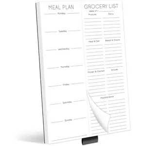 Meal Plan & Grocery List Magnetic Notepad For Refrigerator | For Shopping Lists Planner Organizer Memo Note Pad For Fridge | Kitchen Gift For Mother, Girlfriend | 7x10 Inches, 52 Sheets