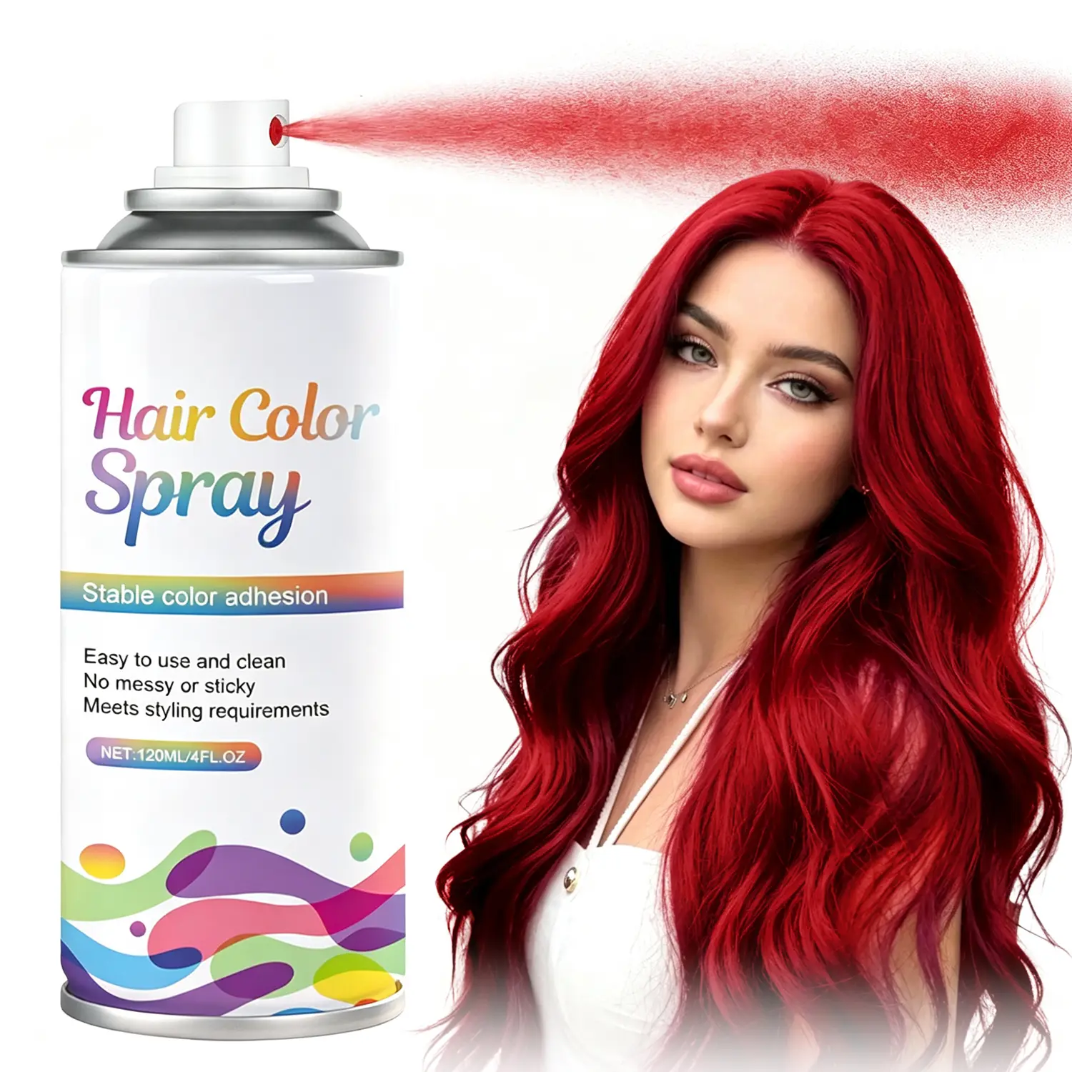 Red Temporary Hair Color Spray, Washable Hair Dye Spray for Kids, Women & Men, Non-Sticky One-Day Colored Hair Spray for Halloween, Cosplay, Parties, Crazy Hair Day & Christmas, 4.06 Oz