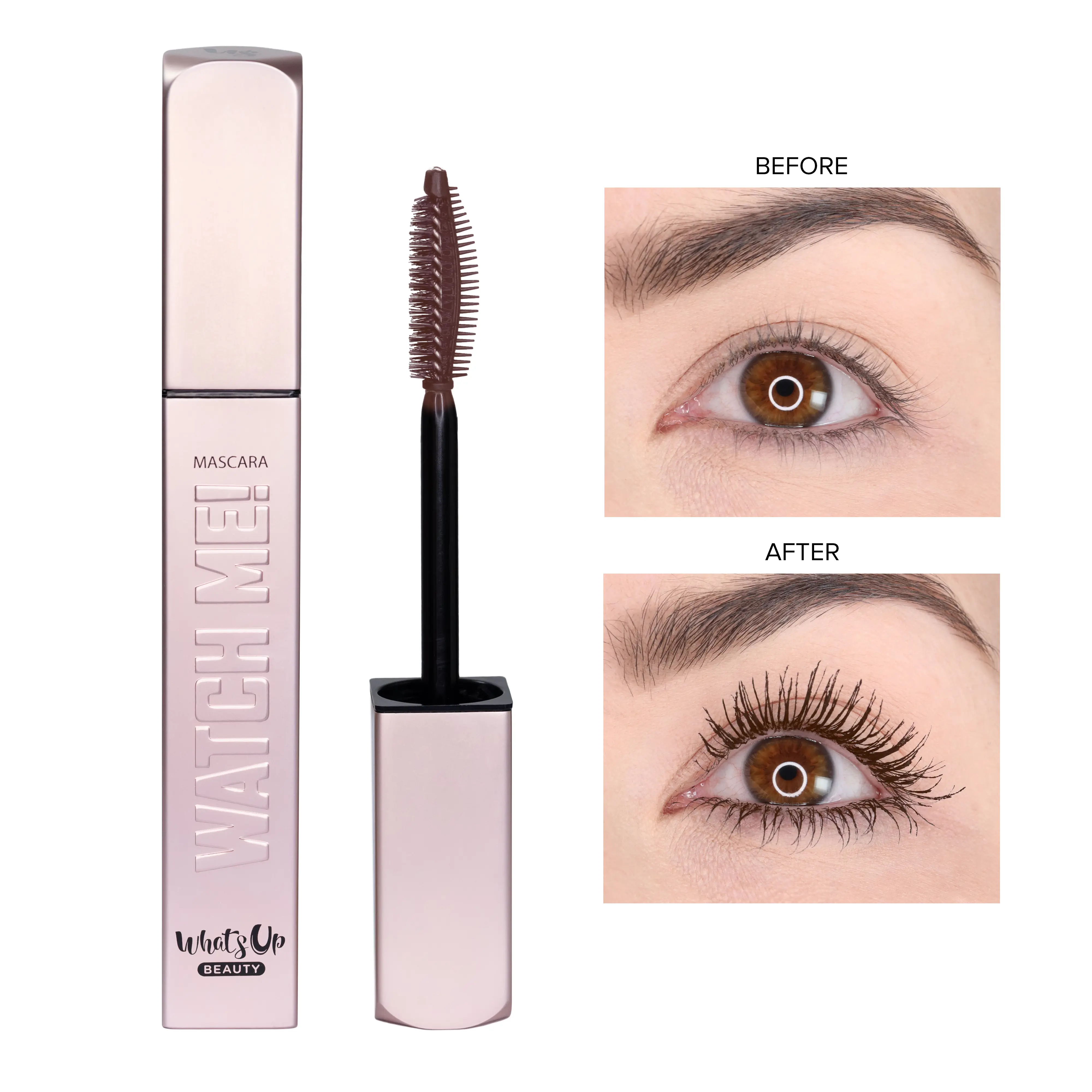 Whats Up Beauty - Watch Me! Volumizing and Lengthening Mascara with Peptide and Vitamin B5 - Shade Brown
