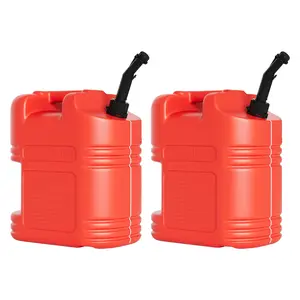 Heavy Duty 5 Gallon Multi-Purpose Liquid Container with View Stripe, Secure-Seal Design & Ergonomic Handle 2-Pack Set,Red