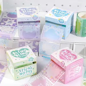 105Pcs/Box Pull-out Sticky Notes Fully Adhesive Tearable Sticky Notes Stickers Sticker Packs for Office Student and Home Stationery Supplies