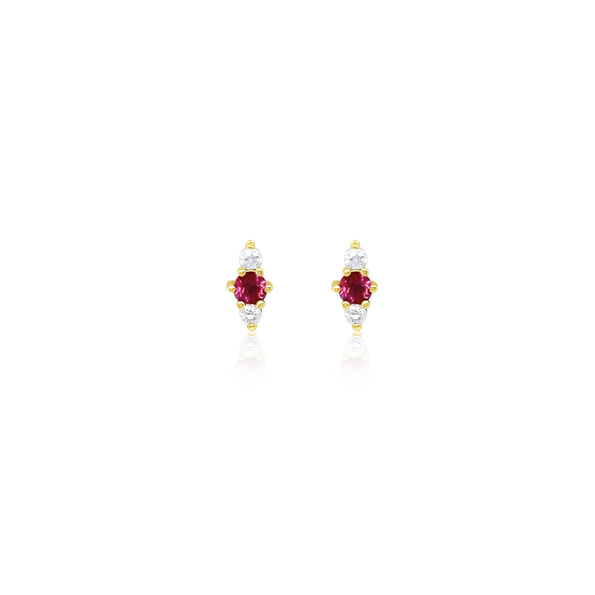 MEIRA T: 14k Yellow Gold Pink Topaz Diamond Stud Earrings