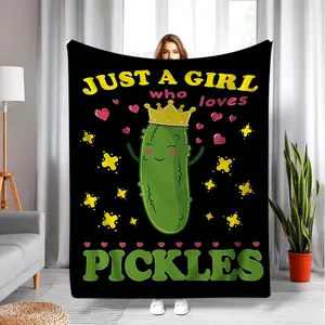 Just A Girl Who Loves Pickles Blanket TheCutest Pickle Obsessed Throw For Every PickleGirl, Ultra Soft Plush Fleece Blanket Cute Cartoon Pickle Princess Soft Blanket