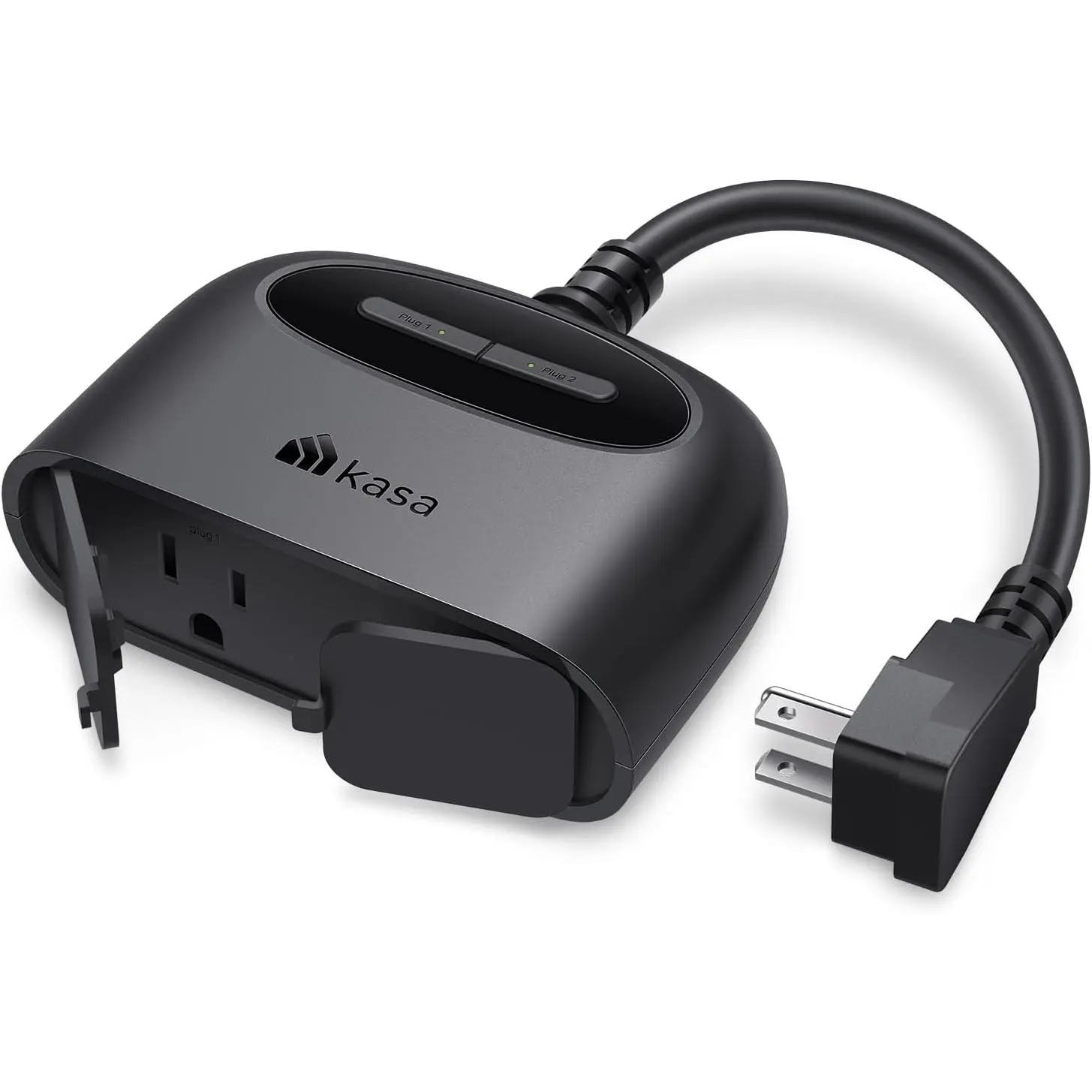 Kasa Outdoor Smart Plug, IP64 Weather Resistance, 2 Sockets, Compatible with Alexa, Google Home & IFTTT, ETL Certified (EP40), Black
