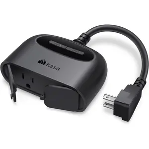 Kasa Outdoor Smart Plug, IP64 Weather Resistance, 2 Sockets, Compatible with Alexa, Google Home & IFTTT, ETL Certified (EP40), Black