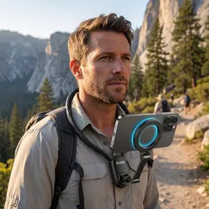 Magnetic Neck Phone Holder Hands Free POV Vlog Mount Wearable Chest Strap Stand for iPhone 15 14 13 12 Android Phones Video Recording Selfie Filming Cooking Travel
