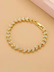 Roman Heart Zircon Crystal Bracelet for Women, Sparkling Zircon Bracelet, New Fashion Rhinestone Jewelry, Zircon Inlaid Bracelet, Elegant Exquisite Trendy Bracelet, Heart Charm Bracelet, All Seasons, Heart Shaped Bracelet, Dainty Crystal Bracelet