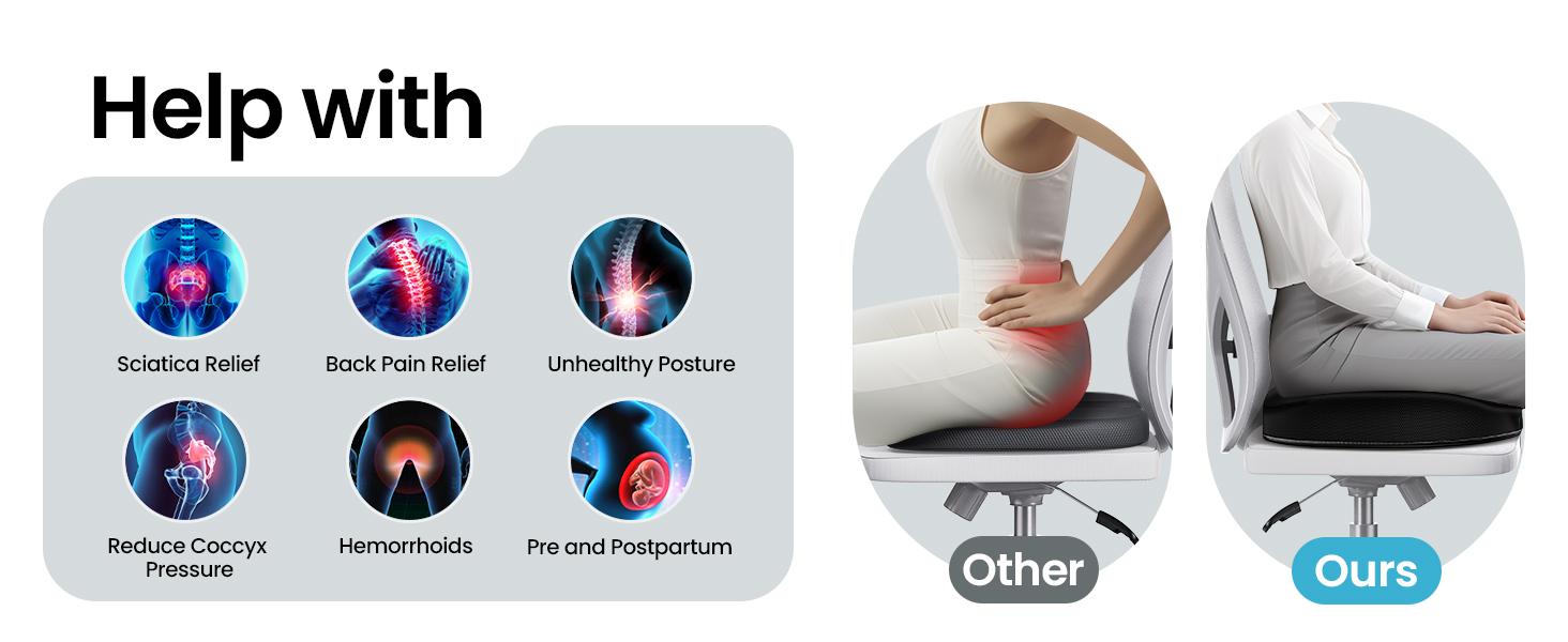 Benazcap Donut Cushion for Hemorrhoids & Tailbone Pain Relief Ergonomic Memory Foam Seat Pillow Portable & Washable for Office Car & Wheelchair