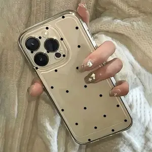 Transparent Angel Eye Phone Case, Simple Polka Dot Pattern, Protective Anti-Drop Thickened Cover for iPhone 17/11/12/13/14/15/16/x/XS Max/11pro/12pro/13pro Casing