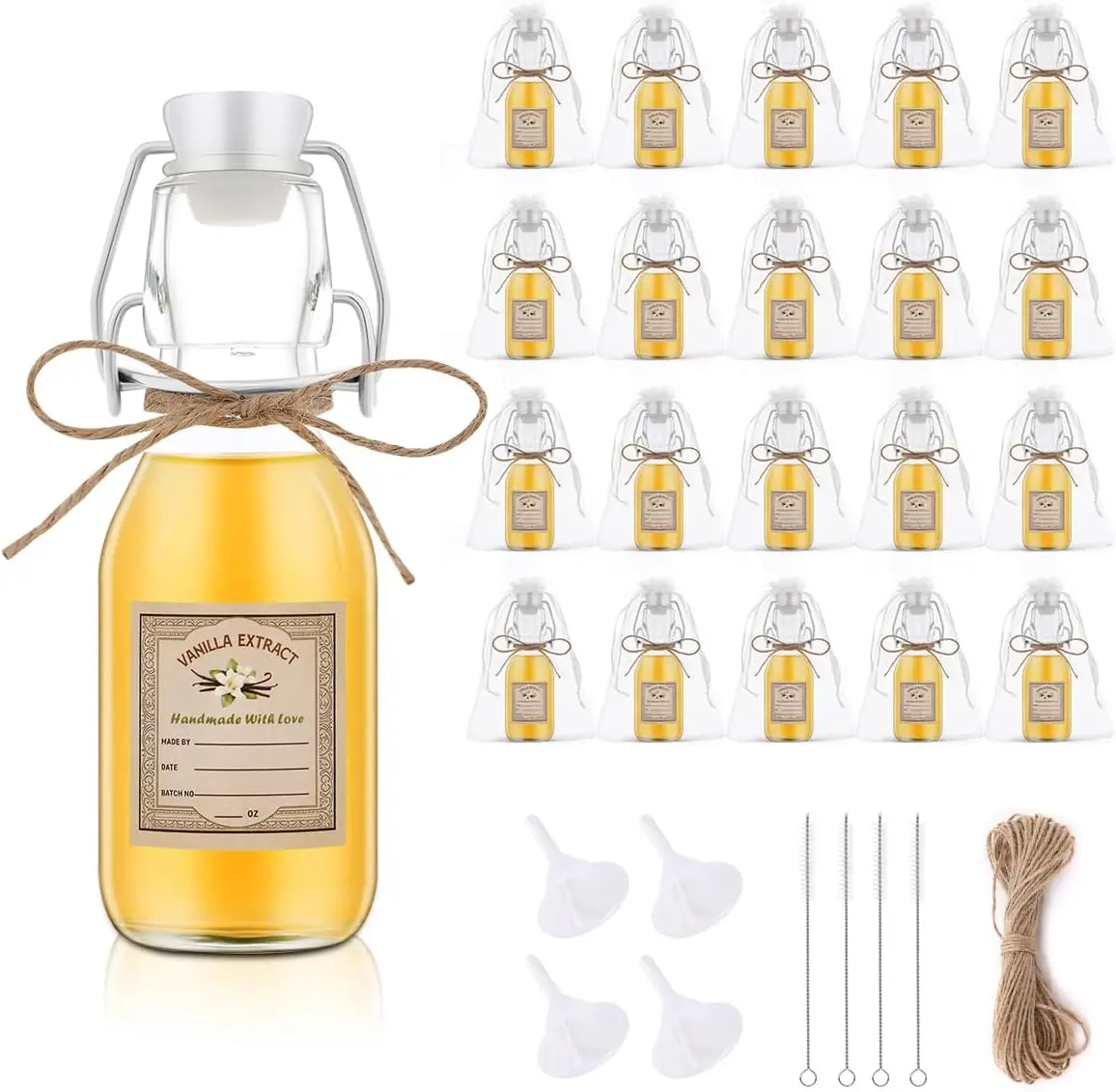 20 count 4 oz Swing Top Glass Bottles for Vanilla Extract Homemade,Flip Top Glass Bottles for  Storage Canister for Hot Sauce Beans
