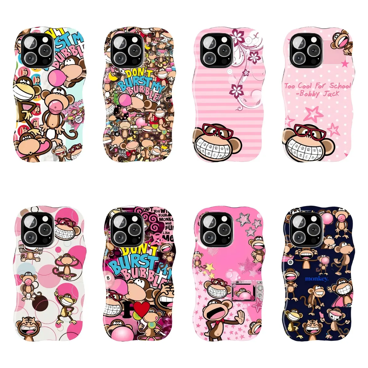 Bobby Jack Monkey Print Phone Case, Anti-Slip Edges, TPU+PC Shell for iPhone 17-11 Pro Max/Plus, iPhone Series Compatibility
