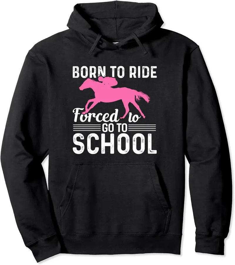Horseback Riding Girl Funny Horse Girl Pullover Hoodie