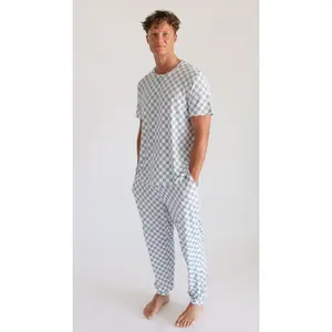 Adult Jogger Set In Cornflower Blue Checkered