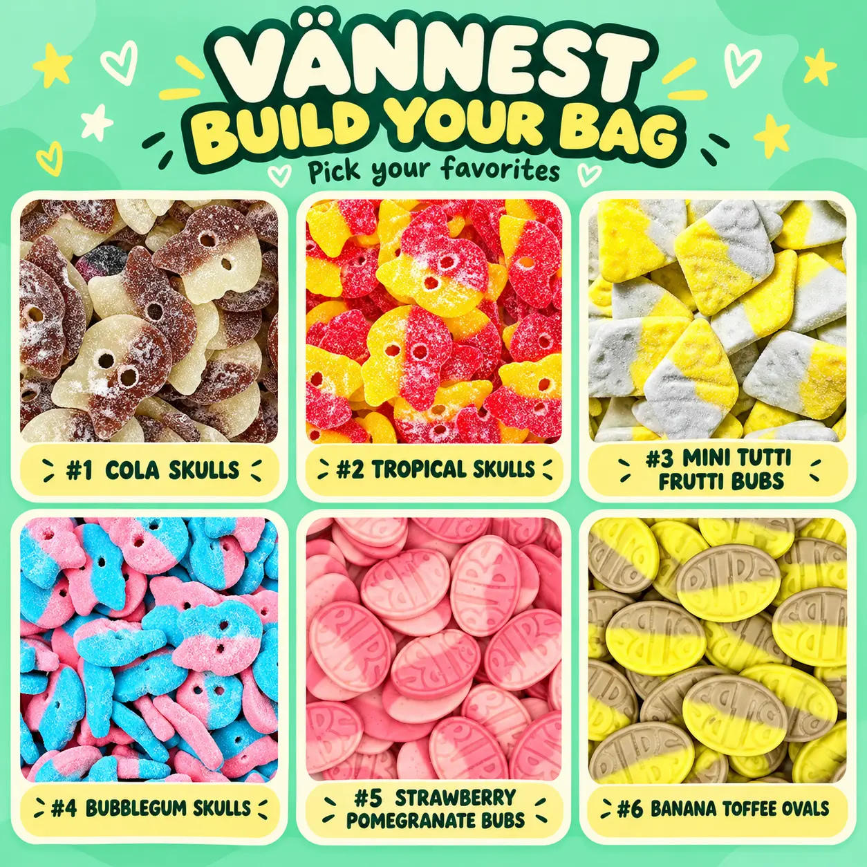Bubs Swedish Candy Custom Pick and Mix 1 Pound Snack Sweet Bonbon Fruit
