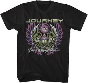 Journey Women's Don't Stop Believin' Print Round Neck Cotton Tee Vintage Trendy Casual Short Sleeve T-shirt for Daily Wear Ladies Summer Outfit