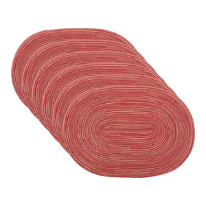 REGALWOVEN Farmhouse Placemats Set of 6 Oval Placemats for Dining Table Decor Indoor Outdoor Kitchen Table Mat Wipe Clean 19.7*14Inch