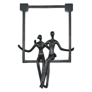 212 MAIN Artistic Resin Swinging Couple Statue Set - 1-Piece Black Adam & Friends Themed Home Decor, Conversation Piece for Gifting