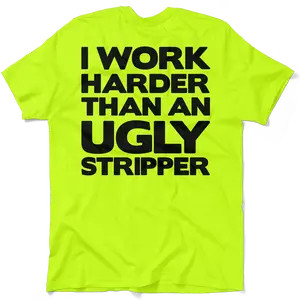 Work Harder - Men's Hi Visibility Safety Yellow Work T-Shirt Jersey Menswear Men's 30-Day Guarantee Cotton/Poly Blend | Graphic tees Apparel