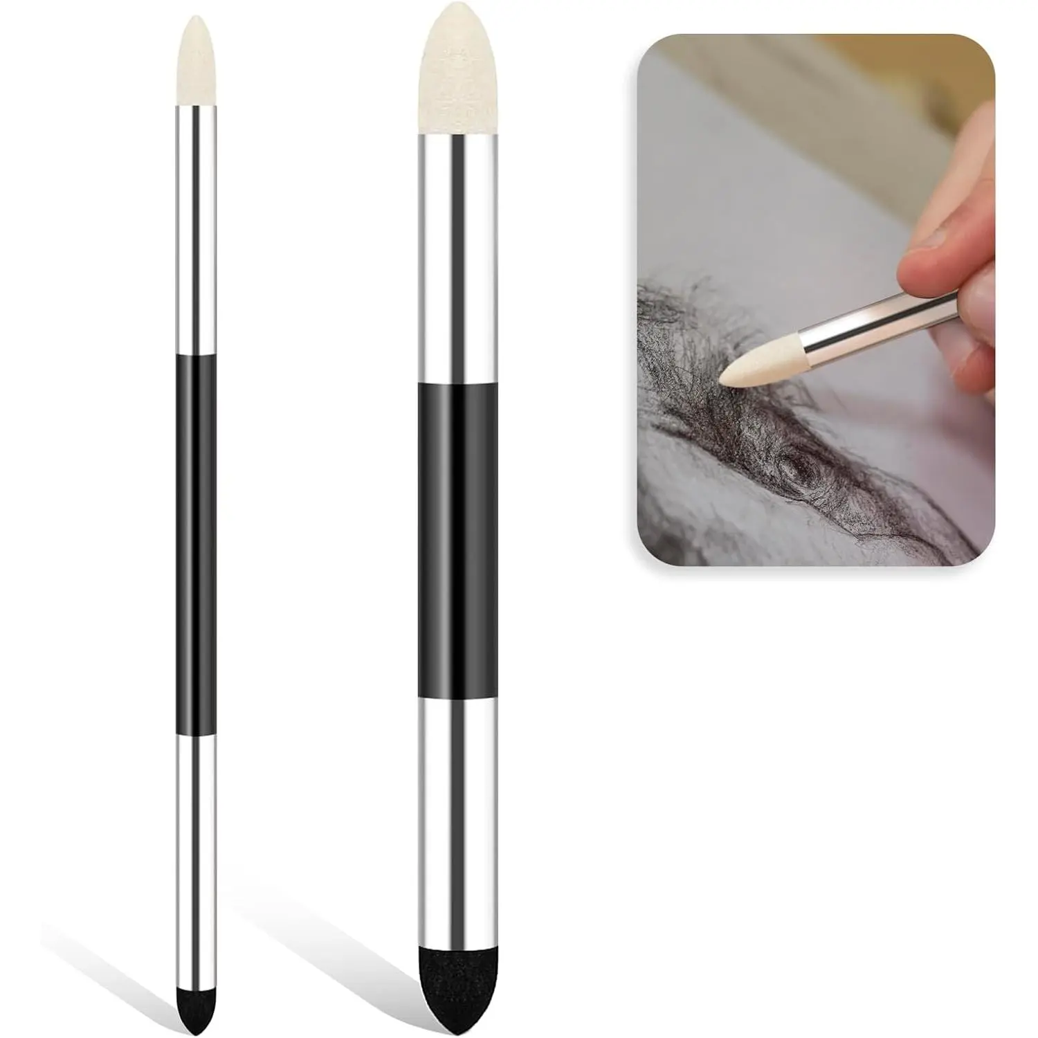 Artist Blending Sponge Pen Dual Tip  Drawing Art Soft Pastel Blending Tools Washable Sketch Rubbing Sponge Brush for Artist Professional Sketch Drawing Blending  and Highlight