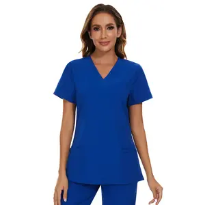 COZYFIT Scrub Tops for Woman - Soft Stretch, V-Neck Top Scrubs with 3 Pockets, Easy Care for Women summervibes Stretchy Fabric Polyester Style